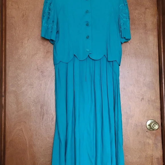 Vintage 1990s turquoise dress - Picture 8 of 8